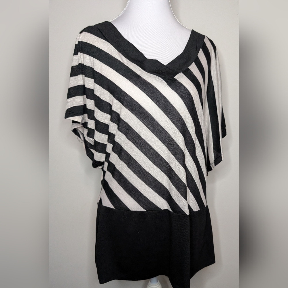 Dots Black and White Striped Blouse